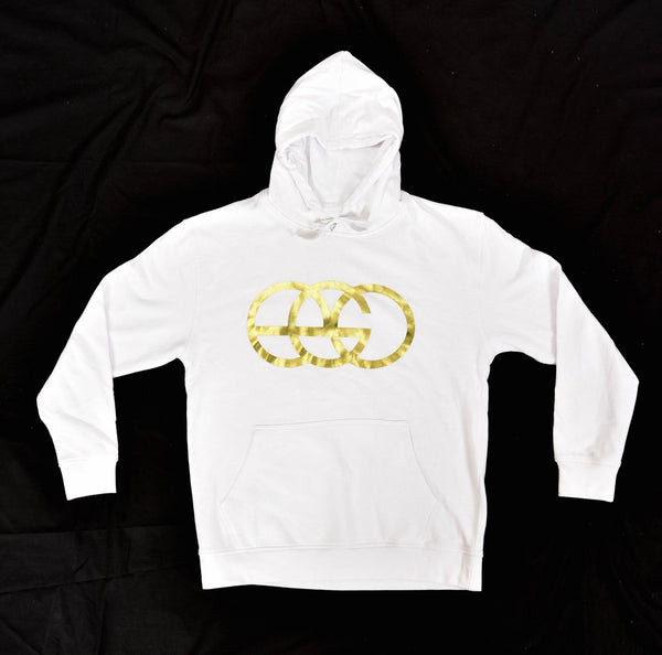 White Pullover Hoodie with Gold EGO Logo