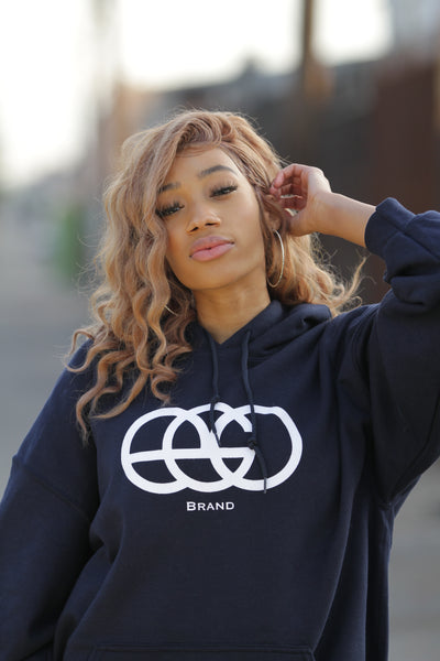 Black Pullover Hoodie with White EGO Logo